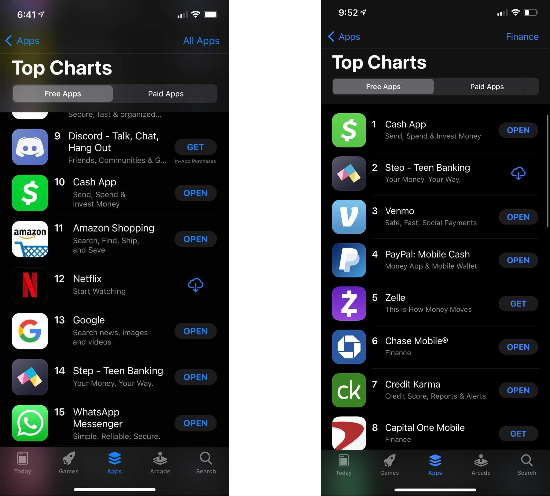 Screenshots of the Step app at #14 position overall and #2 position in the App Store for Finance